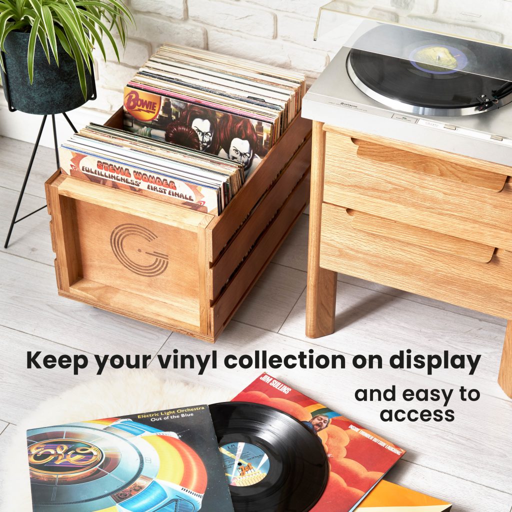 Vinyl Record Storage Crate on Wheels